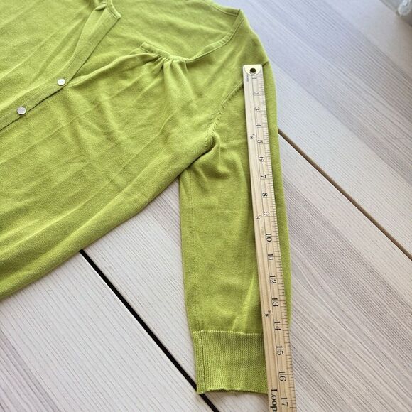 Talbots Pima Cotton Blend Cardigan Womens Plus S Green Button Up Career Casual - Picture 7 of 10